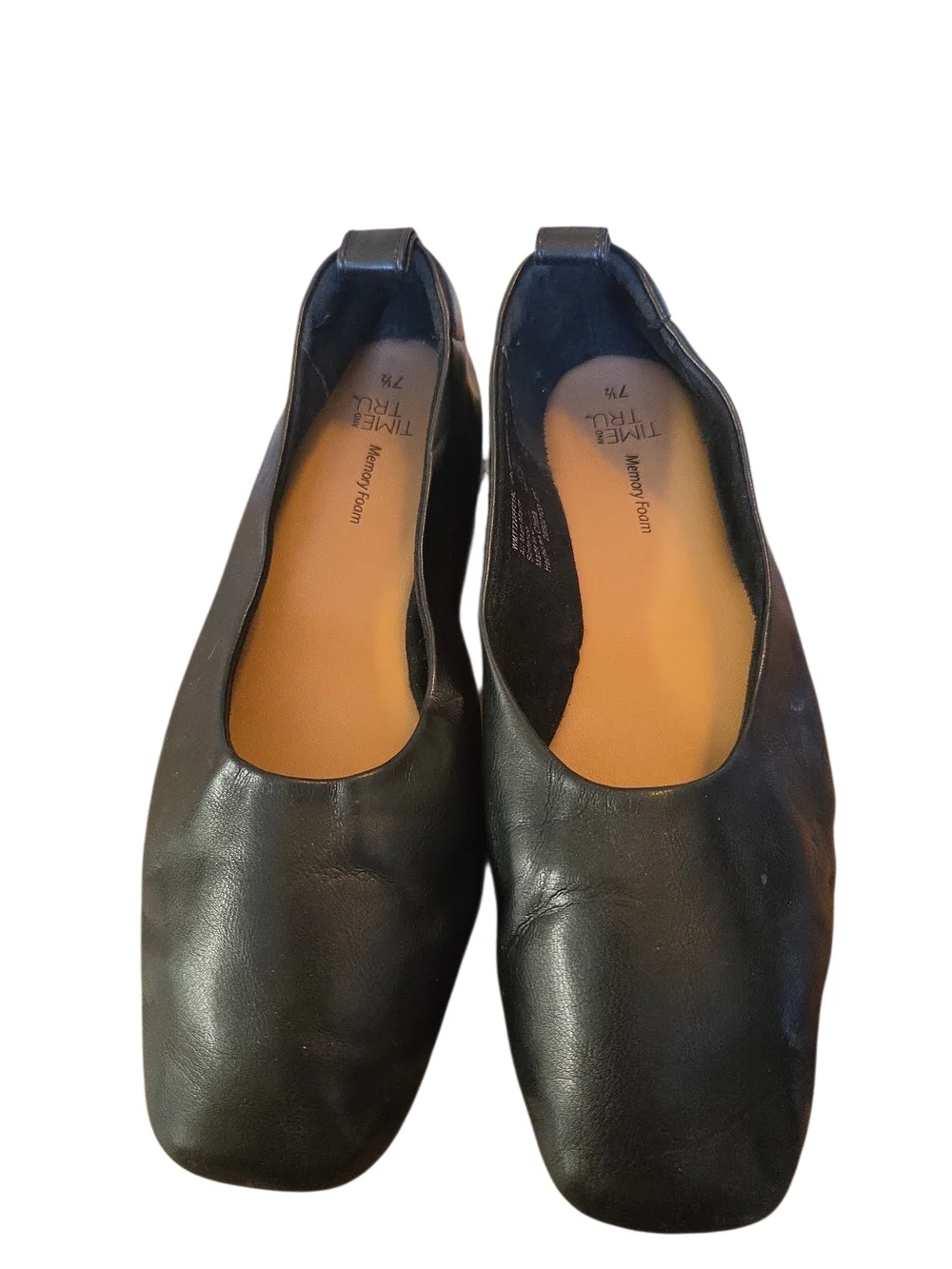 Time and Tru Black Square-Toe Ballet Flats